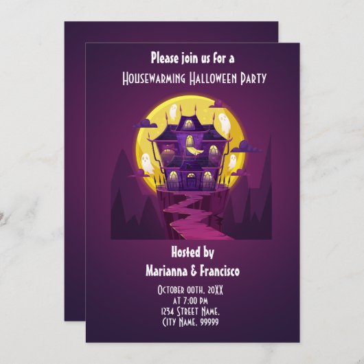 Uitnodiging van de partij Housewarming Halloween (Voorkant / Achterkant)