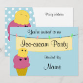 Uitnodiging van de partij Ice-crème (Voorkant / Achterkant)