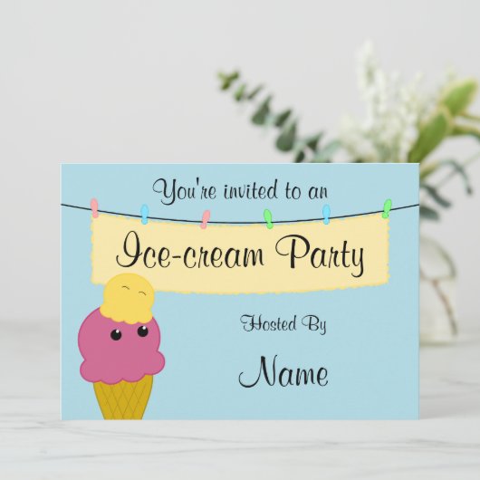Uitnodiging van de partij Ice-crème (Staand voorkant)