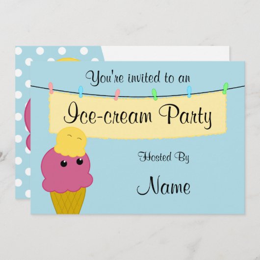 Uitnodiging van de partij Ice-crème (Voorkant / Achterkant)