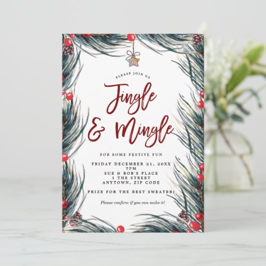 uitnodiging van de partij jingle en mingle kerst (Staand voorkant)