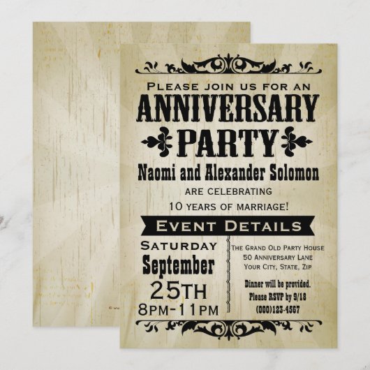 Uitnodiging van de  partij Jubileum (Voorkant / Achterkant)