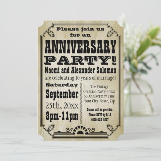 Uitnodiging van de partij Jubileum van het oude l (Staand voorkant)