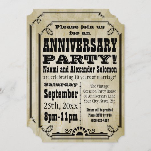 Uitnodiging van de partij Jubileum van het oude  l (Voorkant / Achterkant)