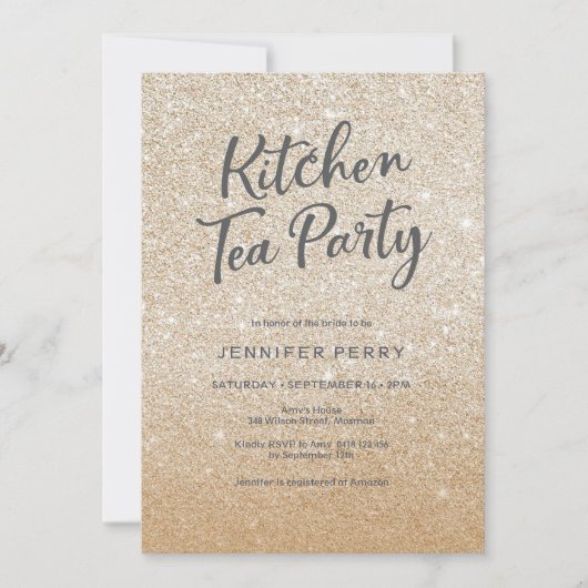 Uitnodiging van de partij Kitchen - GOLD glitter (Voorkant)