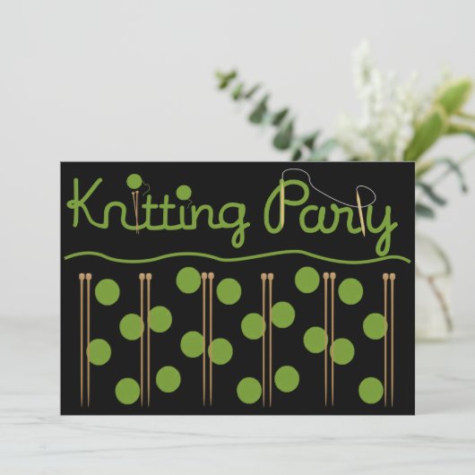 Uitnodiging van de partij Knitting (Staand voorkant)