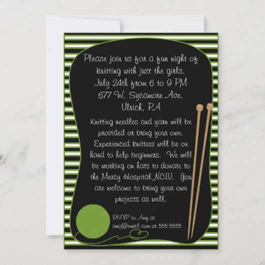 Uitnodiging van de partij Knitting (Achterkant)
