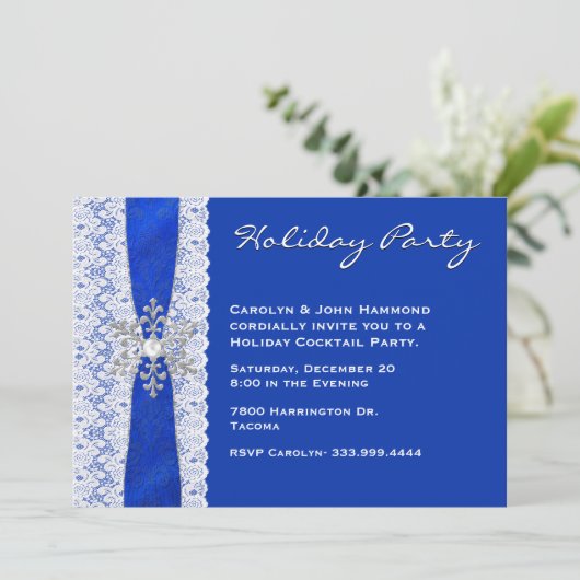 Uitnodiging van de partij Lace en Snowflake (Staand voorkant)