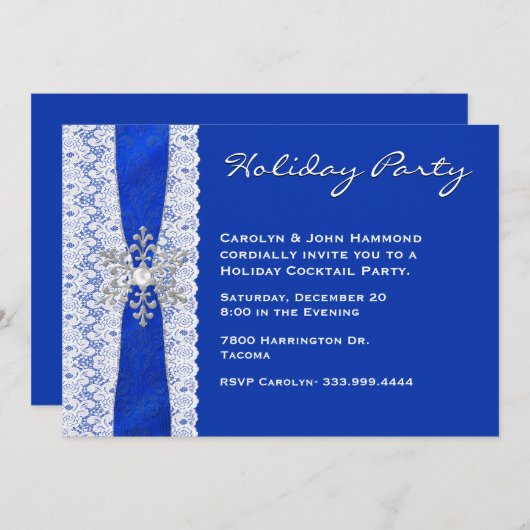 Uitnodiging van de partij Lace en Snowflake (Voorkant / Achterkant)