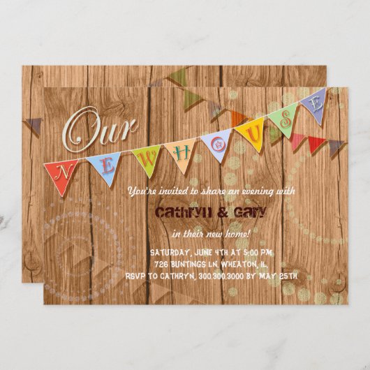 Uitnodiging van de partij Landschap Wood Bunting (Voorkant / Achterkant)