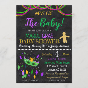 Uitnodiging van de partij Mardi Gras Baby shower