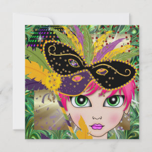 Uitnodiging van de partij Mardi Gras Costume door