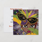 Uitnodiging van de partij Mardi Gras Costume door (Voorkant / Achterkant)