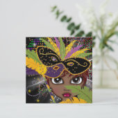 Uitnodiging van de partij Mardi Gras Costume door  (Staand voorkant)