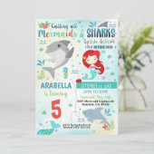 Uitnodiging van de partij Mermaid Shark (Staand voorkant)