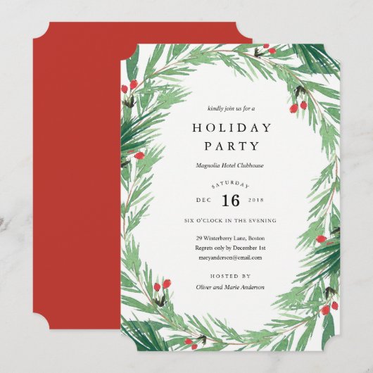 Uitnodiging van de partij Mistletoe Holiday (Voorkant / Achterkant)