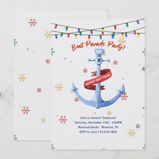 Uitnodiging van de partij Nautical Boat Parade (Voorkant / Achterkant)