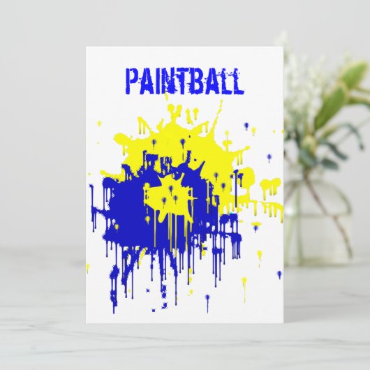 Uitnodiging van de partij Paintball (Staand voorkant)