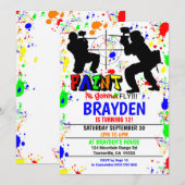 Uitnodiging van de partij Paintball (Voorkant / Achterkant)