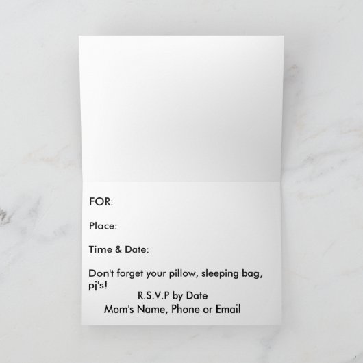 Uitnodiging van de partij Pajama (Binnen)