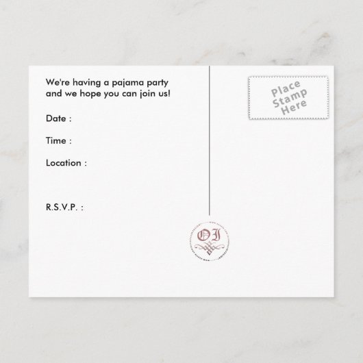 uitnodiging van de partij pajama : nachtjas (Achterkant)