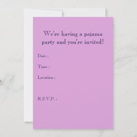uitnodiging van de partij pajama : nachtjas (Achterkant)