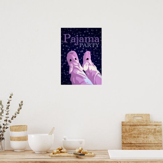 uitnodiging van de partij pajama : nachtshine poster (Keuken)