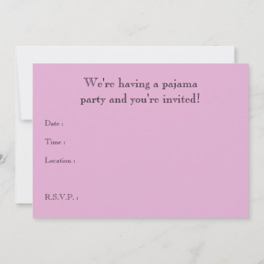 uitnodiging van de partij pajama : starshine (Achterkant)