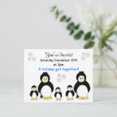 Uitnodiging van de partij Penguin Holiday (Staand voorkant)