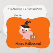 Uitnodiging van de partij Pig Witch Halloween (Voorkant / Achterkant)