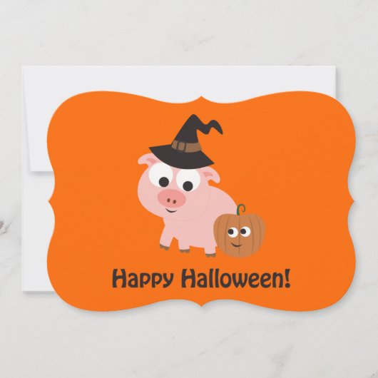 Uitnodiging van de partij Pig Witch Halloween (Voorkant)
