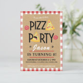 Uitnodiging van de partij Pizza Party voor kindere (Staand voorkant)