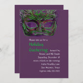 Uitnodiging van de partij Plum and Green Masquerad (Voorkant / Achterkant)