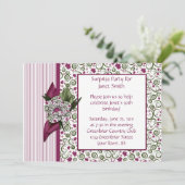 Uitnodiging van de partij Plum Stripes en Leaves (Staand voorkant)