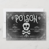 Uitnodiging van de partij Poison Label Halloween (Voorkant)