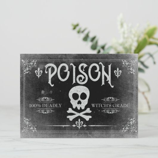 Uitnodiging van de partij Poison Label Halloween (Staand voorkant)