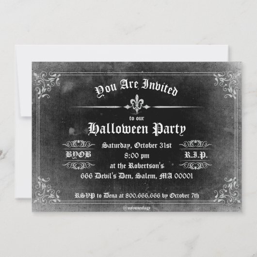 Uitnodiging van de partij Poison Label Halloween (Achterkant)