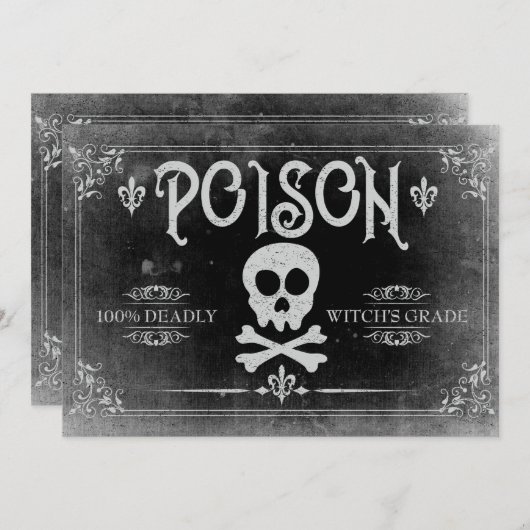 Uitnodiging van de partij Poison Label Halloween (Voorkant / Achterkant)