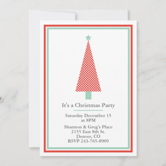 Uitnodiging van de partij Polka Dot Kerstmis (Voorkant)