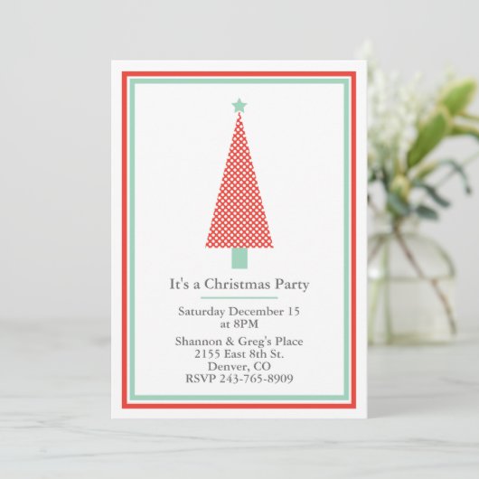 Uitnodiging van de partij Polka Dot Kerstmis (Staand voorkant)