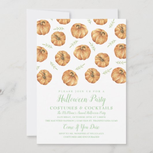 Uitnodiging van de partij Pumpkin Halloween (Voorkant)