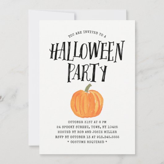 Uitnodiging van de partij Pumpkin Halloween (Voorkant)