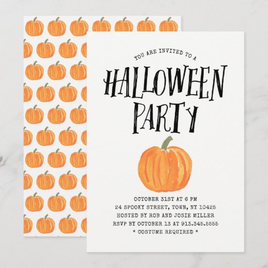 Uitnodiging van de partij Pumpkin Halloween (Voorkant / Achterkant)