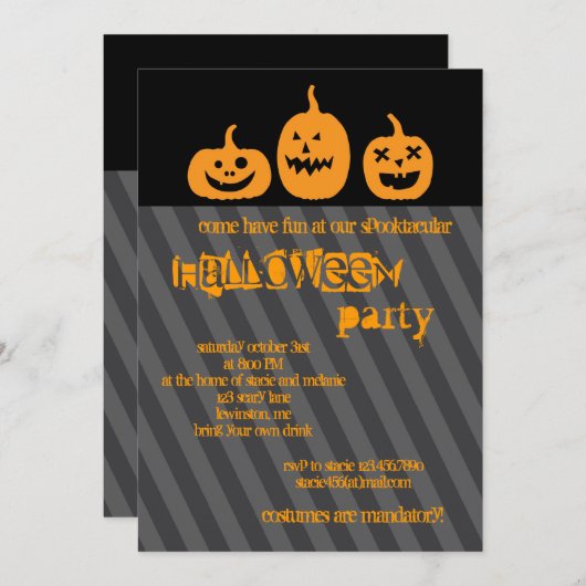 Uitnodiging van de partij Pumpkin Halloween (Voorkant / Achterkant)