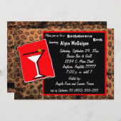 uitnodiging van de partij Red en Mocha Caramel Leo (Voorkant / Achterkant)