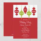 Uitnodiging van de partij Red & Green Ornaments (Voorkant / Achterkant)