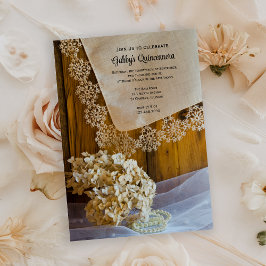 Uitnodiging van de partij Rustic Country Lace Quin