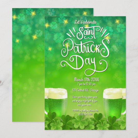 Uitnodiging van de partij Saint Patrick's Day Gree (Voorkant / Achterkant)