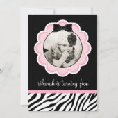 Uitnodiging van de partij Sassy en Wild Zebra Birt (Voorkant)