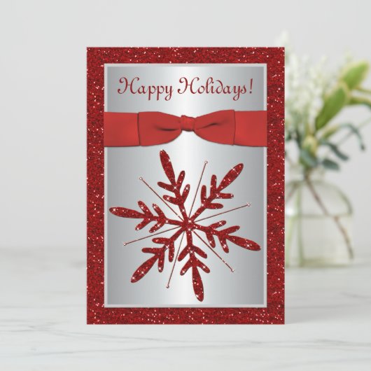 Uitnodiging van de partij Silver en Red Snowflake (Staand voorkant)